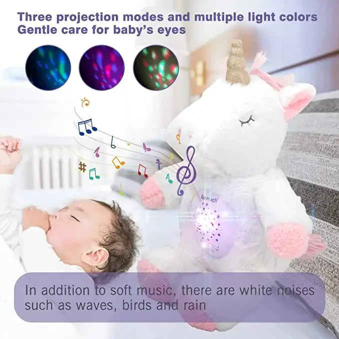 Exquisite Light Music Projection Unicorn and Bunny Plush Toys for Kids