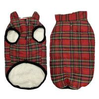 HKM-150995 Waterproof Windproof Fleece-Lined Dog Vest in Red, Black, Light Blue, and Plaid Cotton Velvet - Sizes S to XXL