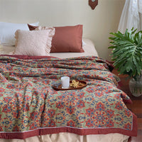 HKM-151123 Double-Layer Cotton Jacquard Summer Blanket - 200x230 cm, Soft Soybean Fiber Blend