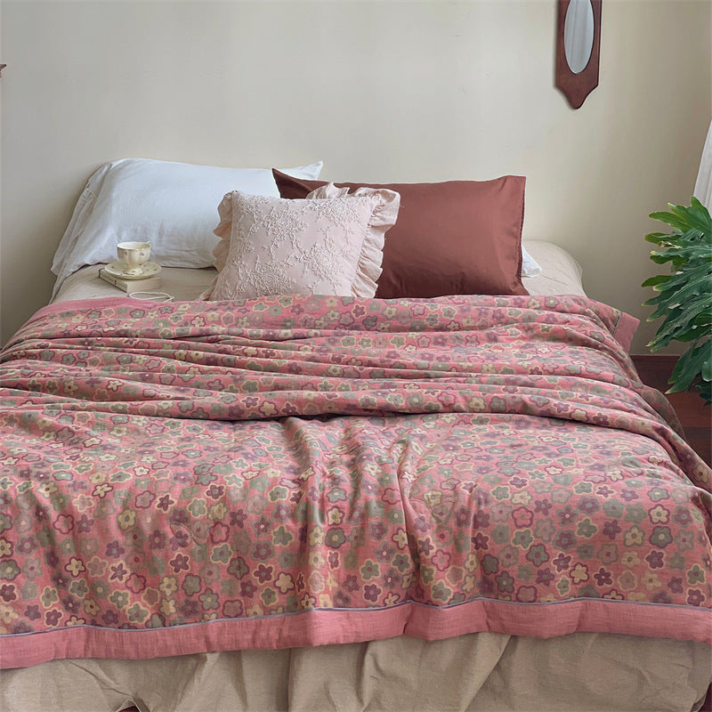 HKM-151123 Double-Layer Cotton Jacquard Summer Blanket - 200x230 cm, Soft Soybean Fiber Blend