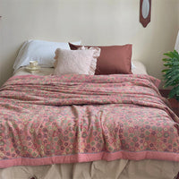 HKM-151123 Double-Layer Cotton Jacquard Summer Blanket - 200x230 cm, Soft Soybean Fiber Blend