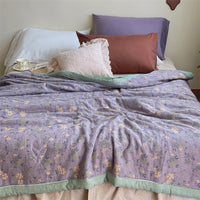 HKM-151123 Double-Layer Cotton Jacquard Summer Blanket - 200x230 cm, Soft Soybean Fiber Blend