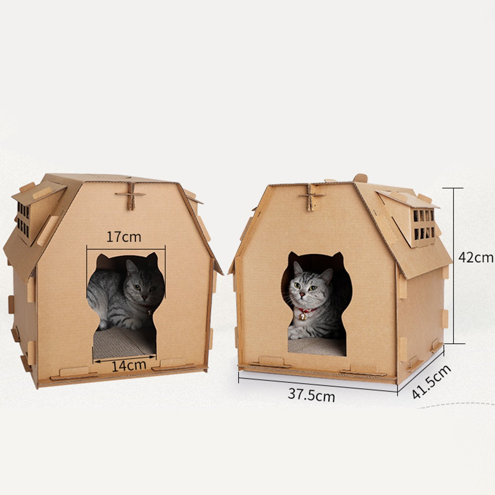 HKM-151123 Durable Corrugated Cat House with Spacious Honeycomb Design for Play and Relaxation