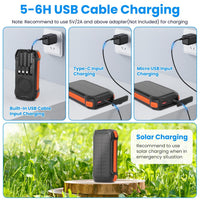 HKM-151315 Portable Solar Power Bank 49800mAh with PD Fast Charging, Built-in Cables, Wireless Charging, LED Flashlight for Outdoor Use