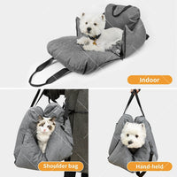HKM-151315 Removable and Washable Travel Pet Car Kennel for Dogs - Beige and Gray, 60x50x38cm