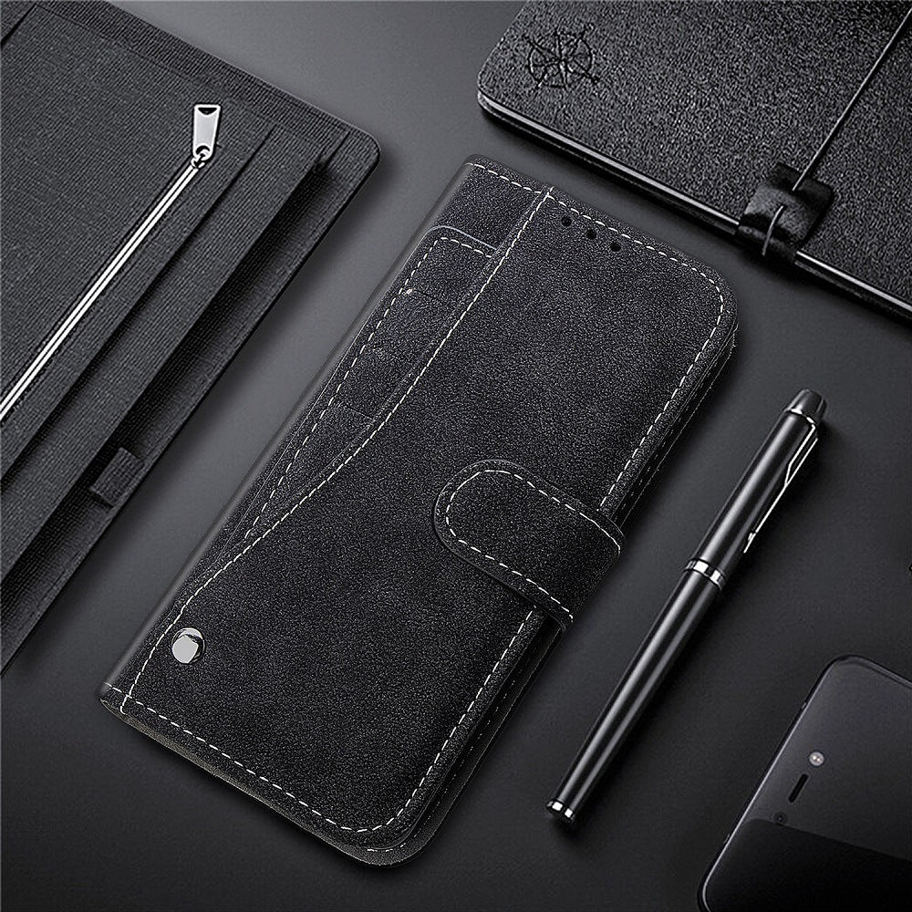 HKM-151379 Apple iPhone 13 Flip Card Holder Wallet Case in Black, Blue, and Purple - Handmade TPU and Leather Design