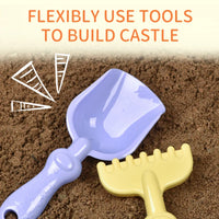 HKM-151379 Creative Sand Beach Toy Set for Kids - 5pcs ABS Plastic Truck, Car, and Castle Molds