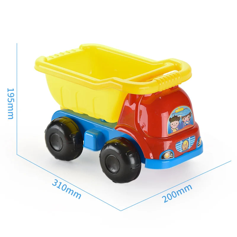 KTX-151379 Creative Sand Beach Toy Set for Kids - 5pcs ABS Plastic Truck, Car, and Castle Molds