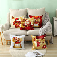 HKM-151507 Nordic Style Christmas Peach Skin Cushion Cover - 45x45cm, No Pillow Core