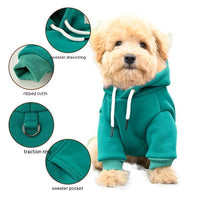 HKM-151699 Pet Hooded Cotton Sweater in Green, Black, Gray, and Red - Casual Fit for Dogs Sizes S, M, L, XL