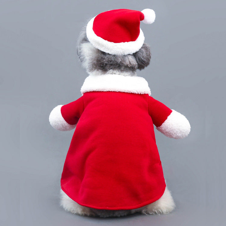 HKM-151891 Cozy Stretchable Santa Claus Pet Costume for Holiday Celebrations
