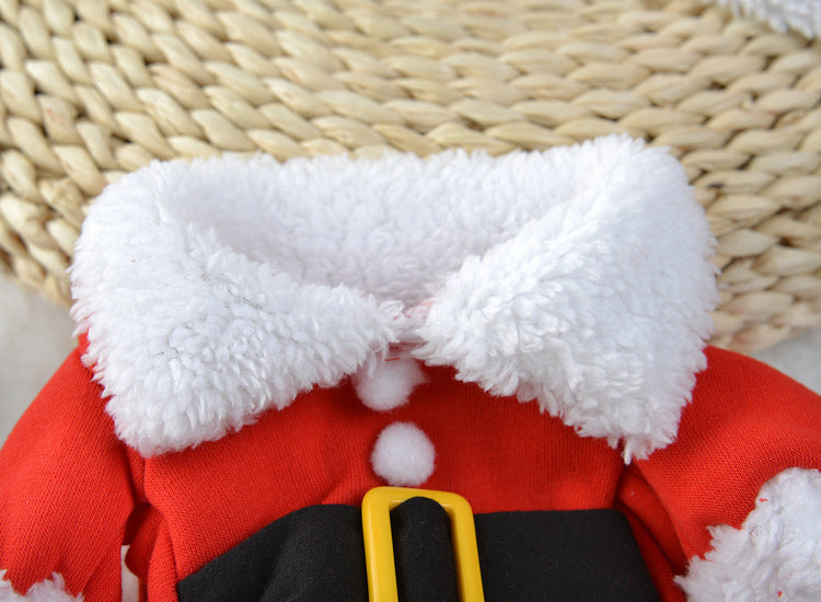 HKM-151891 Cozy Stretchable Santa Claus Pet Costume for Holiday Celebrations