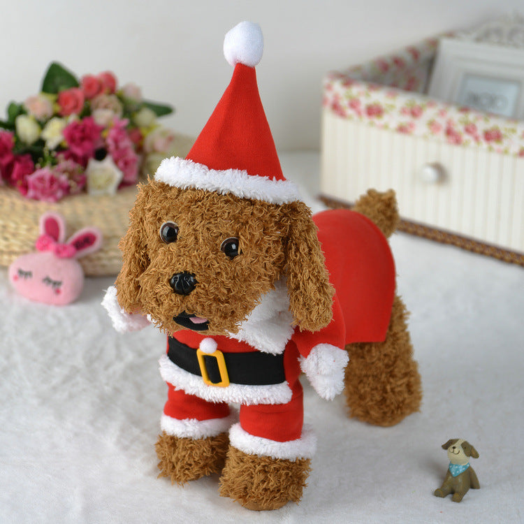 HKM-151891 Cozy Stretchable Santa Claus Pet Costume for Holiday Celebrations