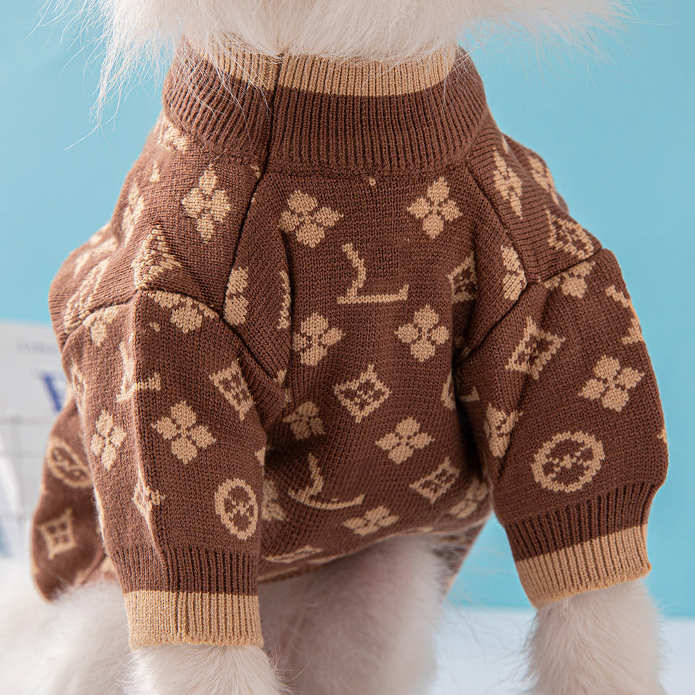 HKM-152019 Thick Warm Wool Dog Sweater for Autumn and Winter in Monochrome and Two-Tone Styles