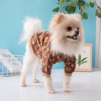 HKM-152019 Thick Warm Wool Dog Sweater for Autumn and Winter in Monochrome and Two-Tone Styles