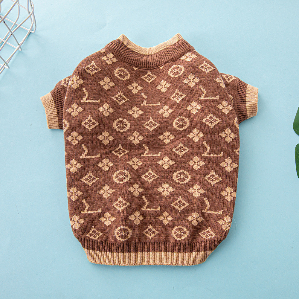 HKM-152019 Thick Warm Wool Dog Sweater for Autumn and Winter in Monochrome and Two-Tone Styles