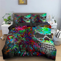HKM-152083 Gothic Skull Print Down Quilt Cover Set for Bedding in Multiple Sizes