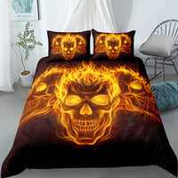 HKM-152083 Gothic Skull Print Down Quilt Cover Set for Bedding in Multiple Sizes