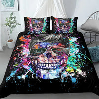 HKM-152083 Gothic Skull Print Down Quilt Cover Set for Bedding in Multiple Sizes