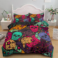 HKM-152083 Gothic Skull Print Down Quilt Cover Set for Bedding in Multiple Sizes
