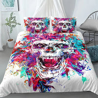 HKM-152083 Gothic Skull Print Down Quilt Cover Set for Bedding in Multiple Sizes