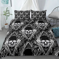 HKM-152083 Gothic Skull Print Down Quilt Cover Set for Bedding in Multiple Sizes