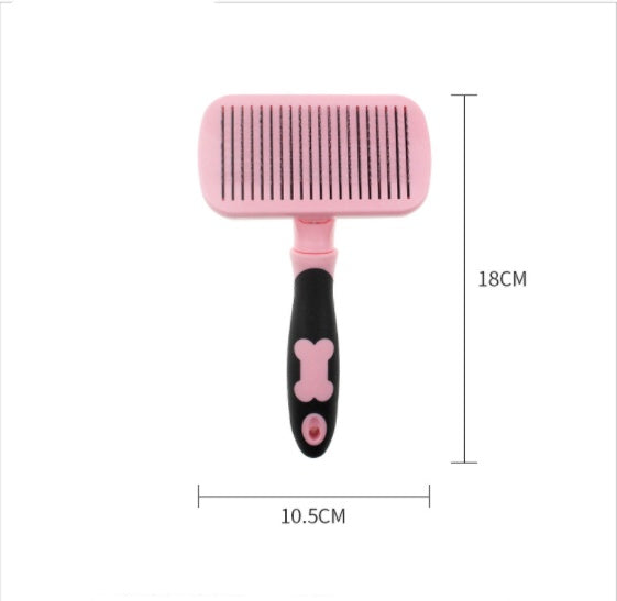 HKM-152211 Automatic Hair Removal Comb for Cats and Small Dogs - Stainless Steel and Rubber Design, 10.5 x 18 CM
