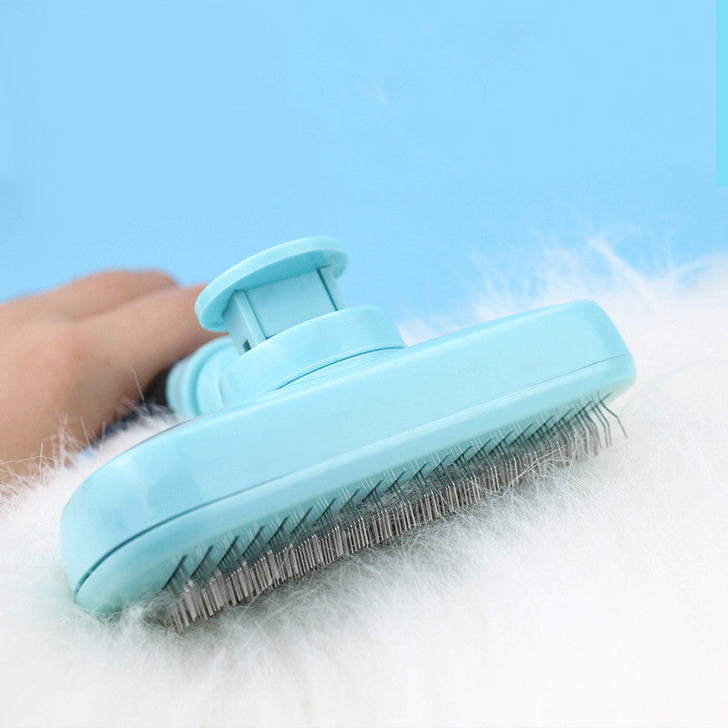 HKM-152211 Automatic Hair Removal Comb for Cats and Small Dogs - Stainless Steel and Rubber Design, 10.5 x 18 CM
