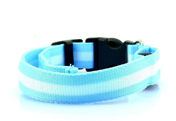 HKM-152275 LED Luminous Pet Collar with 2.5cm Stripe in 6 Colors and 3 Sizes, Battery & USB Options