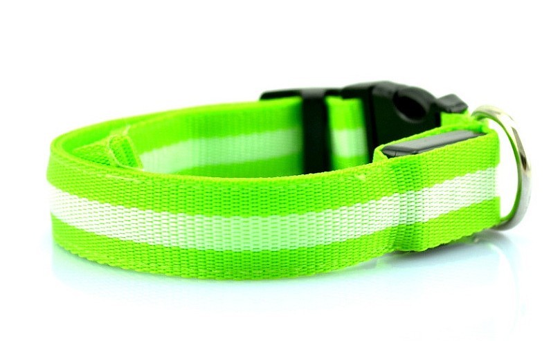 HKM-152275 LED Luminous Pet Collar with 2.5cm Stripe in 6 Colors and 3 Sizes, Battery & USB Options