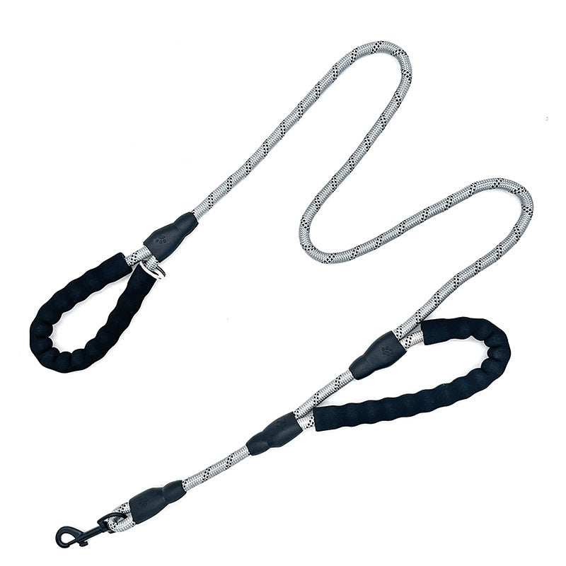 HKM-152275 Reflective Double Handle Dog Leash - Durable Nylon, 1.5m Length, Multiple Colors Available
