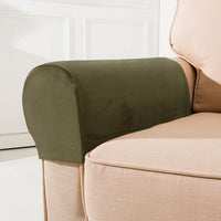 HKM-152339 Silver Fox Velvet Sofa Hand Rail Protective Cover Set - Elastic Full-Cover in Solid Colors