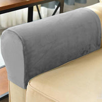 HKM-152339 Silver Fox Velvet Sofa Hand Rail Protective Cover Set - Elastic Full-Cover in Solid Colors