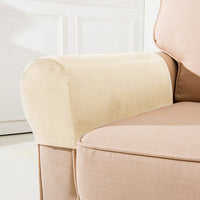 HKM-152339 Silver Fox Velvet Sofa Hand Rail Protective Cover Set - Elastic Full-Cover in Solid Colors