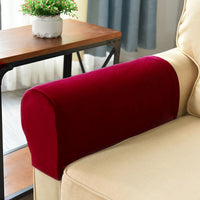 HKM-152339 Silver Fox Velvet Sofa Hand Rail Protective Cover Set - Elastic Full-Cover in Solid Colors