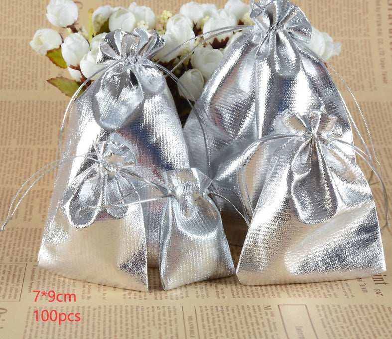 HKM-152403 Gold and Silver Drawstring Jewelry Packaging Bag