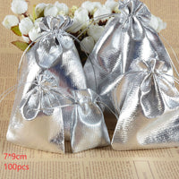 HKM-152403 Gold and Silver Drawstring Jewelry Packaging Bag