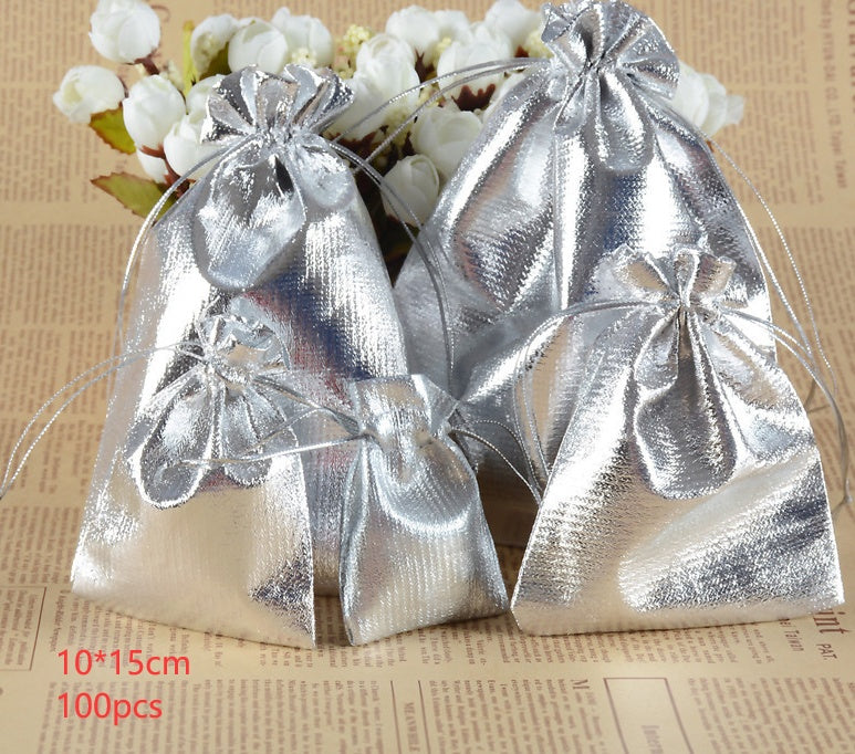 HKM-152403 Gold and Silver Drawstring Jewelry Packaging Bag