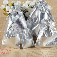 HKM-152403 Gold and Silver Drawstring Jewelry Packaging Bag