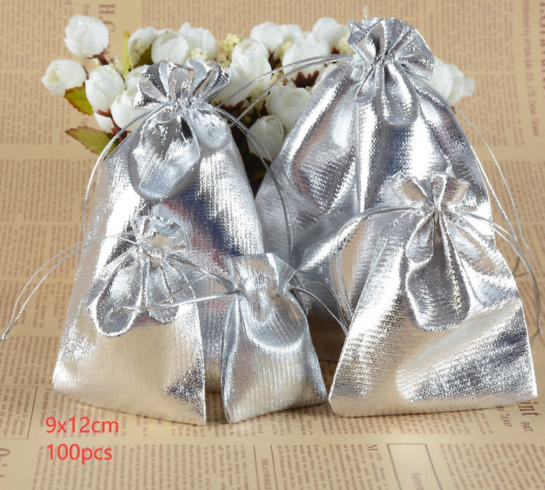 HKM-152403 Gold and Silver Drawstring Jewelry Packaging Bag