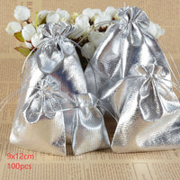 HKM-152403 Gold and Silver Drawstring Jewelry Packaging Bag