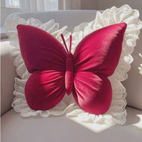 HKM-152403 Lace Butterfly Plush Waist Support Pillow in Pink, White, and Purple