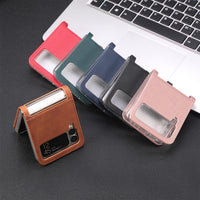 HKM-152531 Samsung Z Flip 3 5G Leather Card Holder Case with Up and Down Folding Screen Design