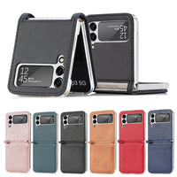 HKM-152531 Samsung Z Flip 3 5G Leather Card Holder Case with Up and Down Folding Screen Design