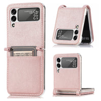 HKM-152531 Samsung Z Flip 3 5G Leather Card Holder Case with Up and Down Folding Screen Design