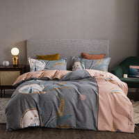 HKM-152595 Brushed Winter Four-Piece Bedding Set with Duvet Cover and Floral Patterns