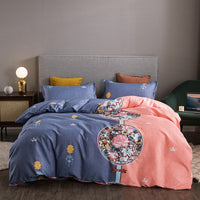 HKM-152595 Brushed Winter Four-Piece Bedding Set with Duvet Cover and Floral Patterns