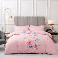 HKM-152595 Brushed Winter Four-Piece Bedding Set with Duvet Cover and Floral Patterns