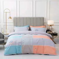 HKM-152595 Brushed Winter Four-Piece Bedding Set with Duvet Cover and Floral Patterns