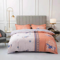 HKM-152595 Brushed Winter Four-Piece Bedding Set with Duvet Cover and Floral Patterns